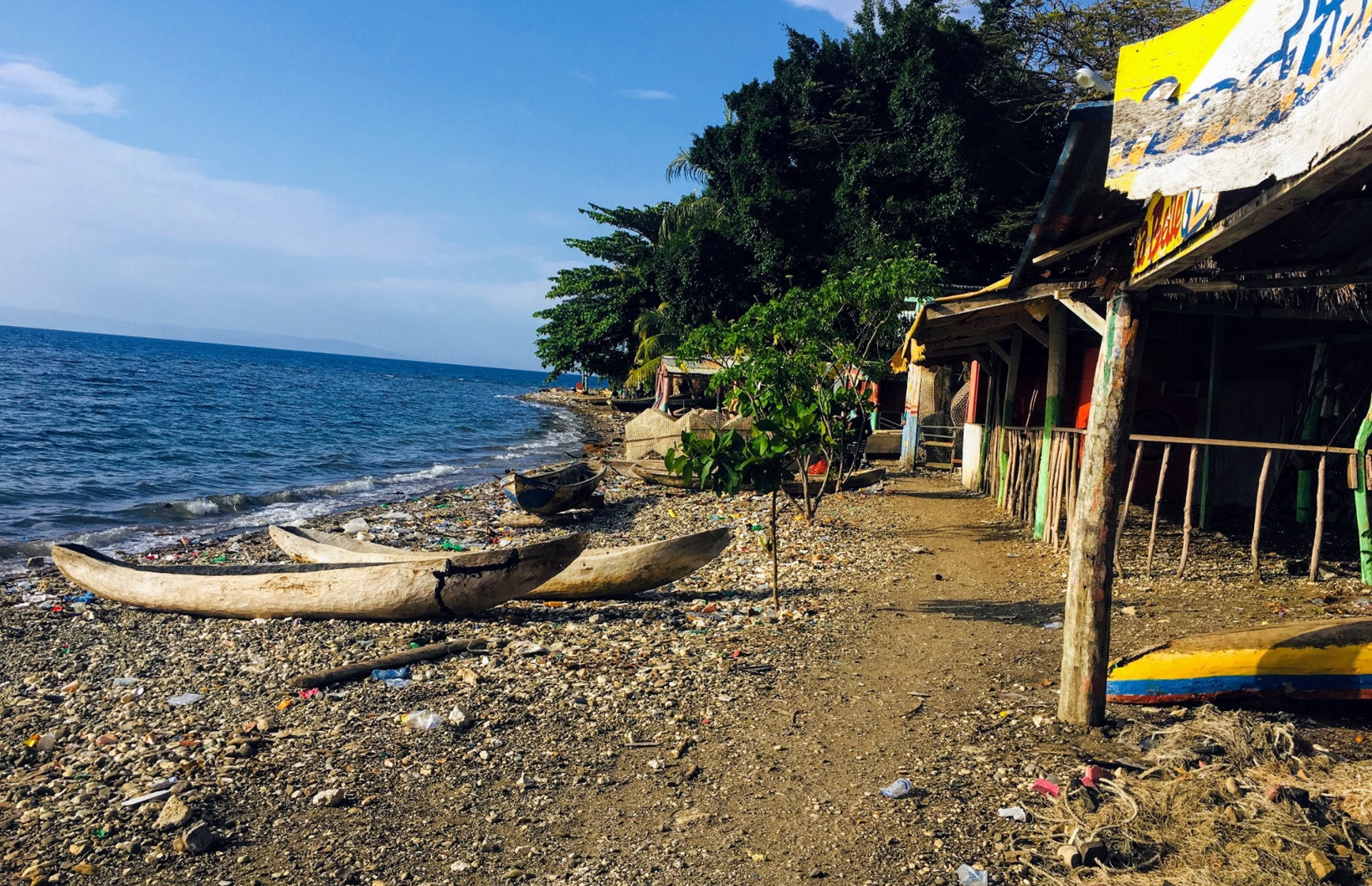 Canoes on a beach in Haiti